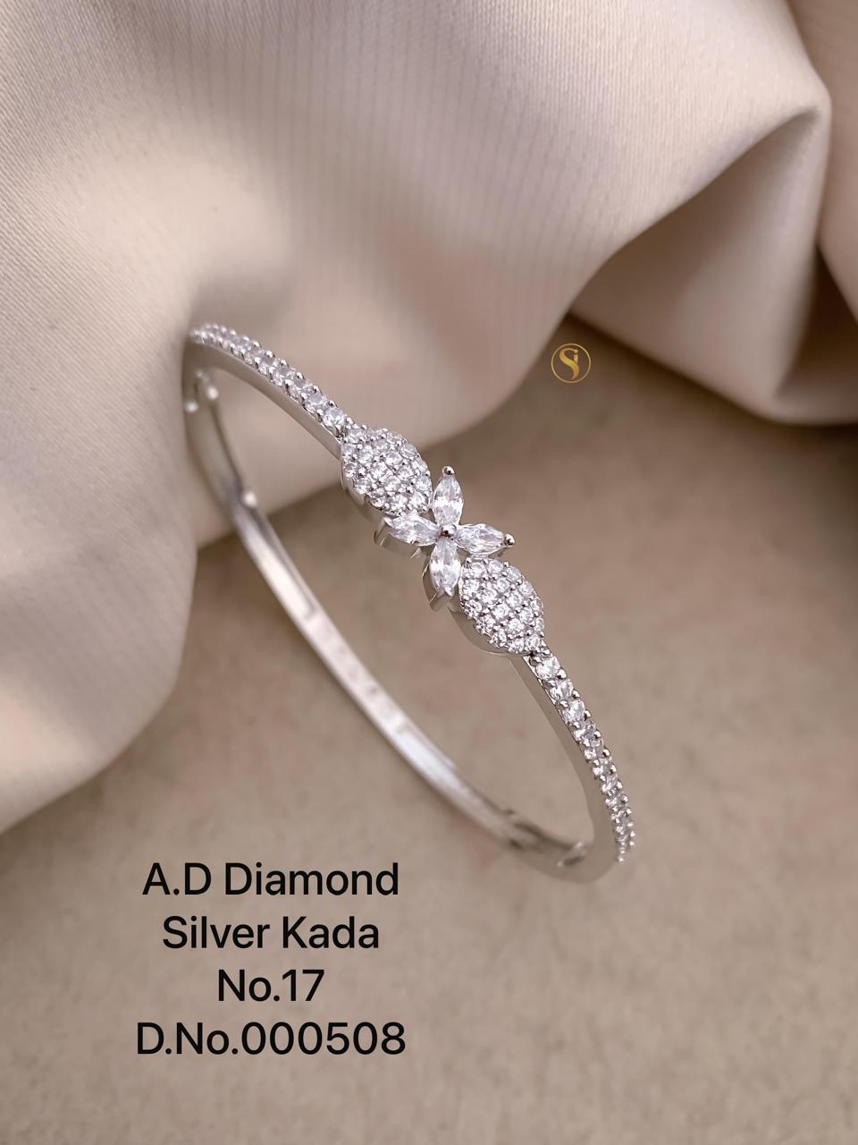 Elegant AD Stone Studded Kada Bracelet – Premium Gold & Silver Finish