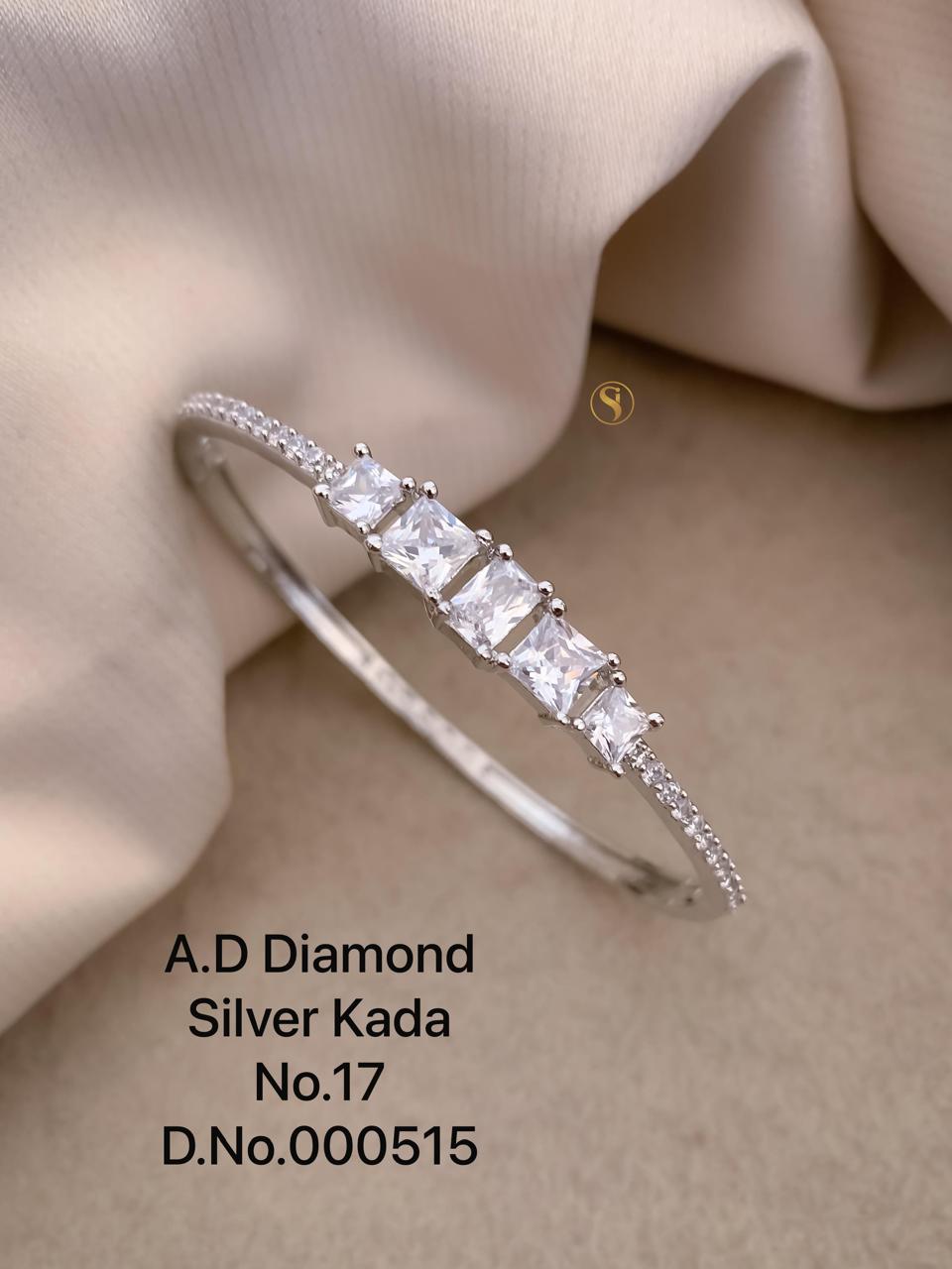 Elegant AD Stone Studded Kada Bracelet – Premium Gold & Silver Finish