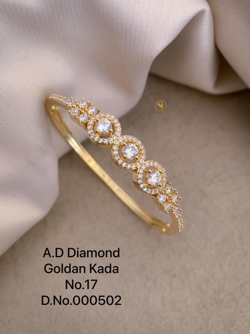 Elegant AD Stone Studded Kada Bracelet – Premium Gold & Silver Finish